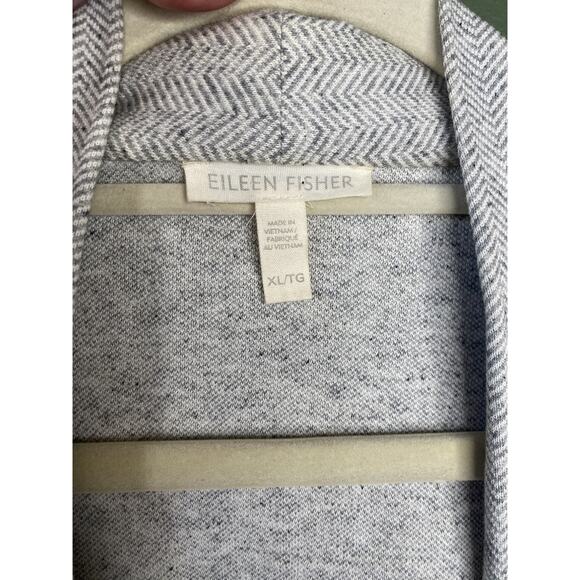 Eileen Fisher Cardignan Womens XL Herringbone Organic Cotton Simple Jacket - Picture 6 of 7